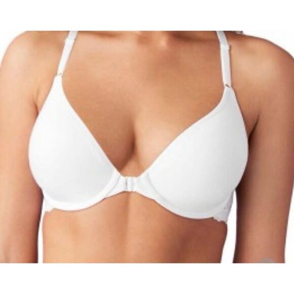 b.tempt'd by Wacoal Inspired Eyelet Front Close Racerback T-Shirt Bra White - Picture 1 of 2